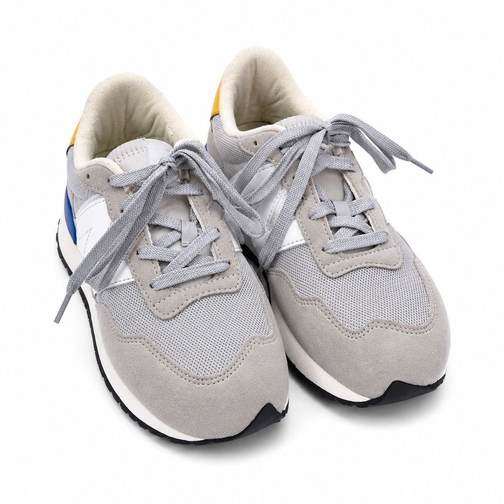 NEW BALANCE 237 Running Sneaker Womens Sz 7 Gray/White/Blue Oversized Logo GUC